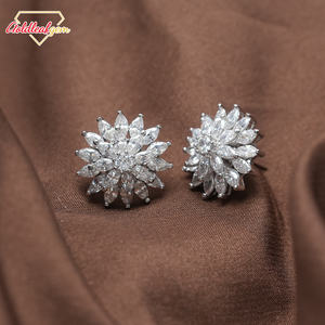 Pendientes de Moissanita con Corte de Pera Personalizados, Joyería de Lujo, Plata de Ley 925, Oro de 18K y 14K, Pendientes de Botón, Regalo de Compromiso - Product Image 1