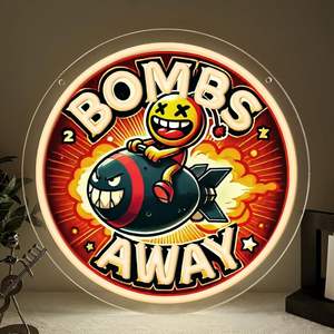 ป้ายไฟนีออน <span class=keywords><strong>Bomb</strong></span> Away สำหรับตกแต่งผนัง, ป้ายเท่ๆ สำหรับห้องแมนเคฟ โรงรถ ไฟนีออนแบบกำหนดเอง ไฟนีออน LED - Product Image 1