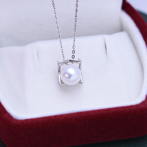 Collier de diffusion en direct pour femme Zhuji Danshui, perle ronde de 7-8 mm, argent S925, lumière intense, presque sans défaut, pendentif queue de perle - Product Image 2