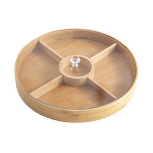Caja de almacenamiento de frutas secas de madera de bambú de estilo japonés, redonda con compartimentos para el hogar, sala de estar, organizador de dulces y aperitivos - Product Image 5