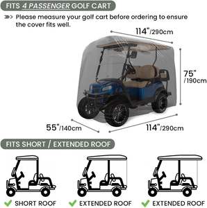 איכות גבוהה חובה גולף עגלה מכסה 420d עם ציפוי כסף ציפוי עמיד למים קוו - Product Image 2