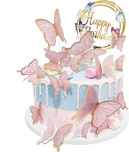Decorazioni <span class=keywords><strong>per</strong></span> torte a forma di farfalla, decorazioni <span class=keywords><strong>per</strong></span> cupcake a forma di farfalla 3D <span class=keywords><strong>per</strong></span> il compleanno di ragazze e donne - Product Image 1