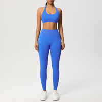 XXL Dames Yogapak 2-delig Set Racerback Ronde Hals Naadloze Hoge Taille Nylon Spandex Ademend Actief Stretch Butt Scrunch