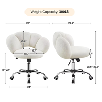 Fauteuils inclinables modernes à motif de fleurs blanches Fauteuils d'ordinateur de bureau pivotants de luxe en tissu confortable