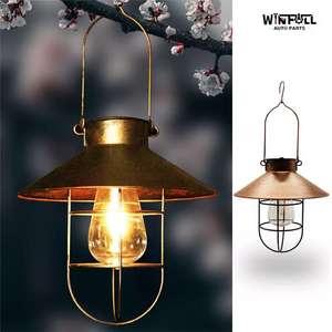 Lanterne de jardin solaire vintage en fer forgé avec ampoule à filament, étanche pour la décoration extérieure de routes, cours et patios - Product Image 2