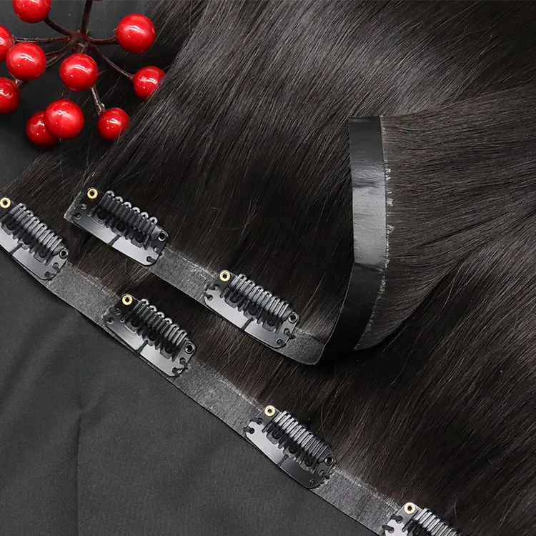 Wholesale 100% Clip in Hair Extension 100 Raw Human Hair cambodian Double Drawn Invisible Seamless Clip Ins Extension