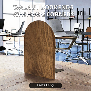 Porte-livres personnalisés en noyer noir américain massif, coins arrondis sécurisés pour les enfants, organisateur de bureau vertical minimaliste - Product Image 2