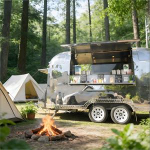 Food Truck d'occasion entièrement fonctionnel, cuisine en aluminium, cuisine mobile d'occasion pour démarrer une activité commerciale (bonbons, chips) - Product Image 4