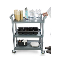 Chariot de service alimentaire en plastique à 3 niveaux pour restaurants chariot de service alimentaire en plastique chariot à 4 roues chariot de nettoyage chariot d'équipement de buffet