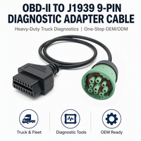 كابل محول مخصص من نوع J1939 ذكر 9 دبابيس إلى أنثى OBD2 16 دبابيس، موصل للتشخيص ونقل البيانات في السيارات، مصنوع من البلاستيك PVC