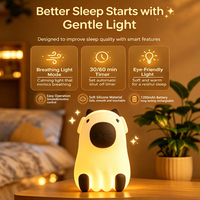 Échantillon Gratuit - Veilleuse Créative Capybara pour Chevet de Lit, Décoration LED Tactile en Silicone pour Chambre à Coucher