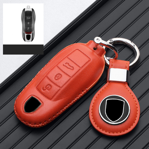 Étui de protection pour clé de voiture en cuir véritable pour <span class=keywords><strong>Porsche</strong></span> <span class=keywords><strong>Macan</strong></span> 718 Cayenne Paramela 911 Porte-clés - Product Image 4