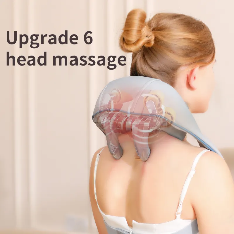Massaggiatore trapezio intelligente 6D impastare per alleviare il dolore alla spalla ricarica calore cuscino cervicale massaggiatore elettrico per il collo
