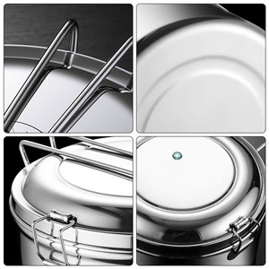Contenitori per Alimenti in Acciaio Inossidabile 2026 con Coperchio, Scatole Bento per il Pranzo, Ciotole Piatte in Metallo per Campeggio, Gite, <span class=keywords><strong>Snack</strong></span> e Zuppe - Product Image 2