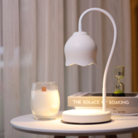 Lampe chauffante électrique à parfum en forme de fleur, style nordique simple, hauteur flexible, noire, pour la maison, la table de chevet, chauffe-cire parfumé