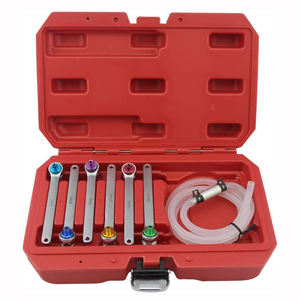 Jeu de clés à sertir pour purge de liquide de <span class=keywords><strong>frein</strong></span> et d'embrayage multi-taille (7, 8, 9, 10, 11, 12 mm) avec clé à 12 pans et <span class=keywords><strong>clapet</strong></span> <span class=keywords><strong>anti</strong></span>-<span class=keywords><strong>retour</strong></span> - Product Image 1