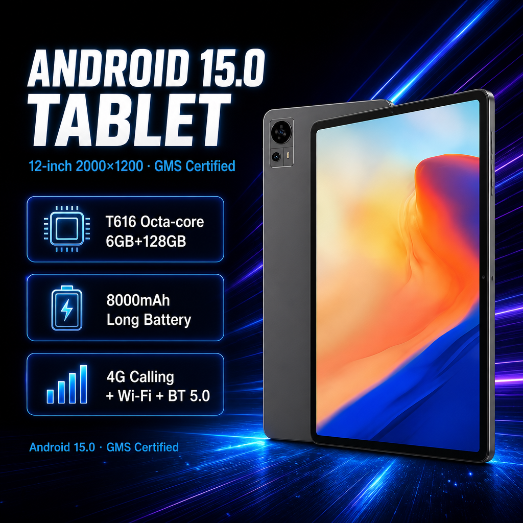 <strong>Tablets</strong> Grandes <strong>12</strong> <strong>Inch</strong> 2000x1200 Android 15 Octa Core T616 6GB 128GB 8000mAh 4G <strong>Tablet</strong> with GMS Certification for Bulk Supply