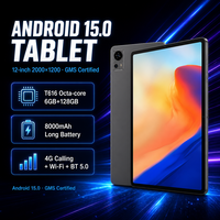 Tablettes Grandes 12 Pouces 2000x1200 Android 15 Octa Core T616 6 Go 128 Go 8000 mAh 4G avec Certification GMS pour Vente en Gros