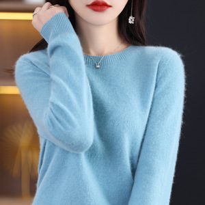 Pullover da <span class=keywords><strong>donna</strong></span> con collo rotondo S-XXL maglia <span class=keywords><strong>in</strong></span> <span class=keywords><strong>Cashmere</strong></span> 100% maglione con fondo largo autunno/inverno nuovo maglione tinta unita - Product Image 1