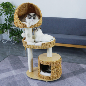 Woven Cat Tree With Sisal Scratching <b>Posts</b> And Soft Sleeping Nook For Indoor Cats - Product Image 4