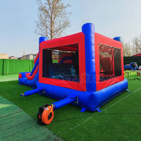 Château gonflable Spiderman commercial avec toboggan pour fêtes d'enfants