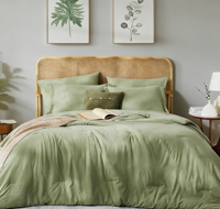 Ensemble de literie 7 pièces en un seul ensemble, taille Queen, vert sauge, ensemble de couette pour toutes les saisons, ensemble de literie chaude avec draps et taies d'oreiller