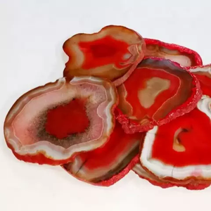 Posavasos de Ágata Roja con Baño de Oro, Base para Bebidas de Piedra Natural, Ideal para Regalo y Decoración - Product Image 3