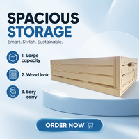 Caisse en plastique pliable à grain de bois, boîte de rangement pliable et empilable, panier ventilé pour fruits et légumes