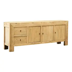 Wood Buffet Cabinet Chinese Antique Classic Farmhouse Accent Recycled Wood Storage Furniture Rustic Natural Buffet Cabinet Sideboards