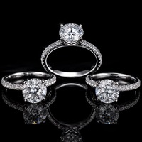 Runder Brillantschliff Solitär Moissanit-Ring 925 Sterling Silber Verlobungsring für Braut & Alltag Luxus-Ring