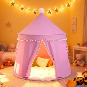 Carpa de Juego Infantil con Diseño de <span class=keywords><strong>Castillo</strong></span> de Princesa y Adornos de Pompones para Dormitorio y Jardín, Venta al Por Mayor - Product Image 4