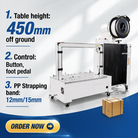 Machine à cerclage automatique électrique pour cartons lourds, table basse 450 mm, avec courroie PP pour boîtes en carton