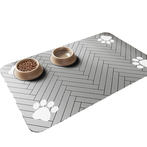 Modern Geometric Pet Feeding <b>Mat</b> Rectangle Waterproof Plastic Dog Food Bowl <b>Mat</b> with Paw Print Design All Seasons Use - Product Image 1