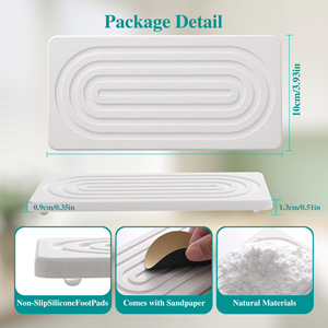 Lot de 2 plateaux en pierre absorbante à séchage rapide en diatomite pour évier de cuisine et robinet - Product Image 2