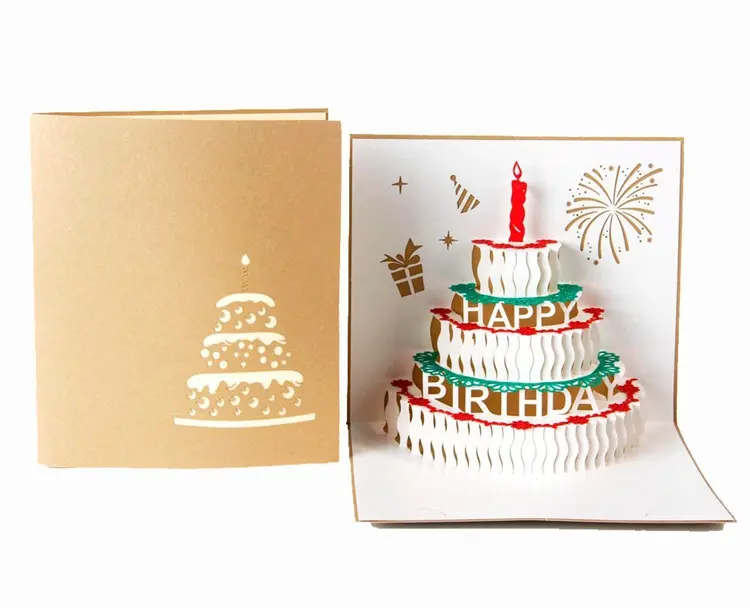 Alles Gute zum Geburtstag karte für Mädchen 3D Geburtstags torte Pop-up Gruß karte Postkarte Geschenk mit Umschlag