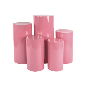 Présentoir cylindrique rose élégant en fer, socle pour gâteau de mariage, piliers de présentation de desserts, toile de fond pour événements et décorations de fêtes de mariage - Product Image 3
