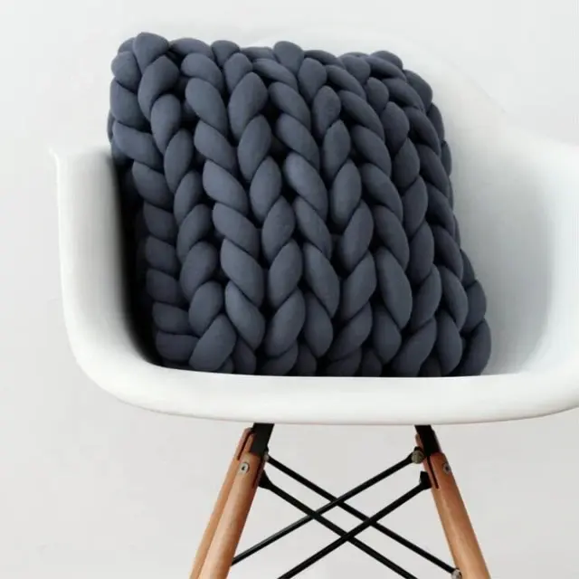 Chunky Thick Line Pillow Handmade Knotted Knot Ball Home Decoration Couch Cushions Thick Line Throw Pillow