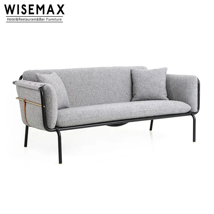 Canapé de 3 places en tissu, mobilier en fer et métal, de Style loisir mi-hauteur, moderne, en coupe