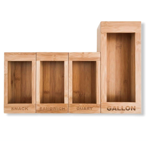 Soportes de bolsas de almacenamiento de alimentos, organizador de cajón de cocina de bambú Moso Premium, dispensador Compatible con <span class=keywords><strong>Solimo</strong></span>, Glad - Product Image 1