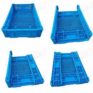 Hot Selling Plastic Foldable Storage Box Mesh Style Vegetables Folding Plastic Crates Collapsible Container Plastic Crates