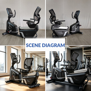 Vélo d'exercice couché magnétique de qualité commerciale, vélo d'appartement horizontal avec écran LCD et capteur de fréquence cardiaque pour usage domestique - Product Image 5