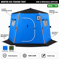 Tente de pêche sur glace d'hiver à 3 couches, tente pop-up avec cheminée, tente de camping épaisse et chaude, tentes d'extérieur pour 6 à 8 personnes, 350x190cm