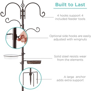 4 kanca kuş besleyici yemek istasyonu asılı kiti Metal Suet besleyici kuş banyosu duş direği ağır kuş besleyici <span class=keywords><strong>stand</strong></span>ı dış için - Product Image 4