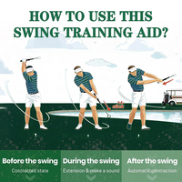 Kit d'entraînement au swing de golf, tige télescopique en acier inoxydable, bande de bras en tissu élastique, universel droitier/gaucher pour débutants et professionnels