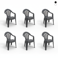 Chaises d'extérieur contemporaines en plastique empilables de haute qualité, 6 pièces, style Menorca, pieds coniques, sans rembourrage
