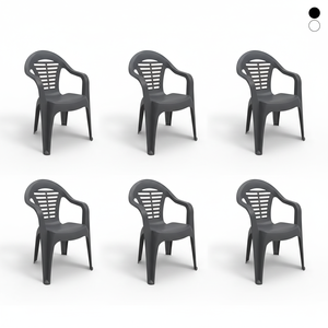 Set di 6 Sedie Impilabili in Plastica per Esterni Menorca, Design Contemporaneo di Alta Qualità per Arredamento da Giardino - Product Image 2