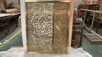 Paravent de séparation de pièce en acier inoxydable doré moderne, étanche, style Art Déco, motif fleur de rose, panneaux de séparation de luxe pour la décoration intérieure