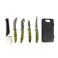 Style vert polyvalent champ sauvage 6 pièces chasse pêche couteau ensemble Portable boucher processeur ensemble en acier inoxydable