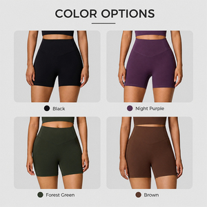 Shorts de yoga taille haute pour femme, effet ventre plat et rehaussement des fesses, anti-humidité, extensibles dans 4 directions, avec poche latérale, pour l'entraînement - Product Image 4