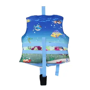 Colete de segurança marinho para bebês, jaqueta de segurança com estampa de neoprene para crianças, traje flutuante fino para natação